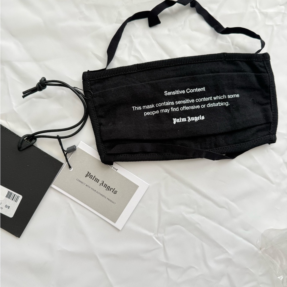 Palm Angels Black Mask with White Text
